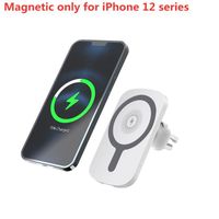 Blanc magnétique 15W - Support de téléphone pour iPhone 12 11 XS XR X 8 Samsung S20 S10, chargeur de voiture