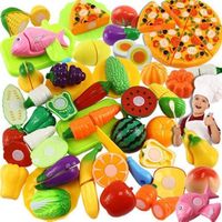 22pcs Fruits Légumes Jouets en Bois de Coupe pour Enfants, Nourriture Accessoires Cuisine Dinette Cuisine, Pâques Halloween Noël 