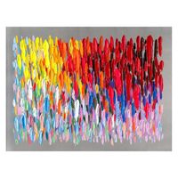 Tableau peinture abstraite coups de pinceau multicolores. Huile sur toile en argent (120 x 90 cm)