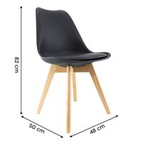 Chaise de salle à manger - TULIP - pieds en bois - assise souple - 48x50x82H (Noir)