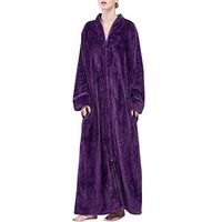 Chemise de Nuit, Pyjama À Fermeture Éclair Épaissie Flanelle Couple Peignoir Pyjamas Pour Hommes et Femmes (Violet)