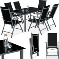 TECTAKE Ensemble chaises de salle à manger ERCOLANO avec Cadre en aluminium pour 6 personnes Résistant aux intempéries - Gris Foncé