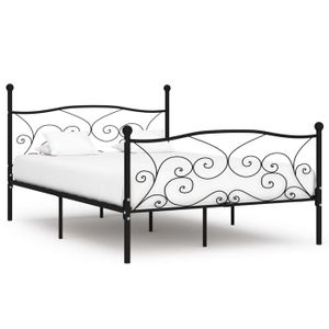 Lits-cadres de lit - Lit à sommier tapissier avec matelas Noir 140x190