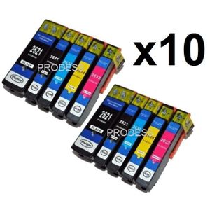 CARTOUCHE IMPRIMANTE 10 cartouches compatibles Epson 26 XL / T2636 pour imprimantes Expression Premium XP510 XP520 XP600
