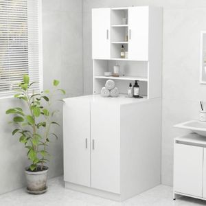 ARMOIRE DE TOILETTE Meuble de machine à laver MAISON - Armoire WC Salle de Bain - Blanc 70,5x25,5x90 cm
