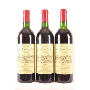 VIN ROUGE lot de 3 bouteilles saint-émilion château la grace dieu grand cru rouge 1985 - bordeaux