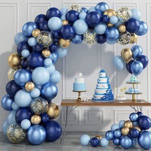 iZoeL Arche Ballon Anniversaire Bleu Or Decoration Anniversaire Homme Femme  T