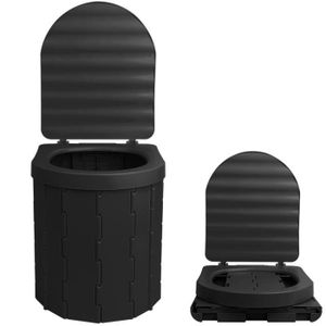 WC - TOILETTES Chaise de camping,Pot de toilette Portable avec couvercle pliant,pot d'urgence,réservoir de déchets d'urgence,pour - Black[A9381]