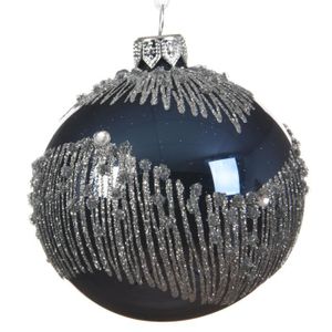 Boule De Noel Verre Bleu
