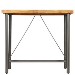 MANGE-DEBOUT Tables à manger - Table de bar - Teck recyclé massif et acier enduit de poudre - 120 x 58 x 106 cm