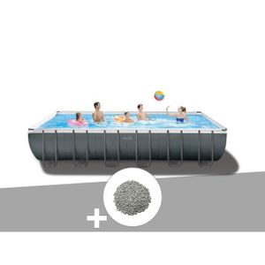 PISCINE Kit piscine tubulaire Intex Ultra XTR Frame rectangulaire 7,32 x 3,66 x 1,32 m + 20 kg de zéolite