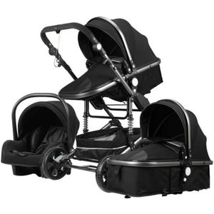 POUSSETTE  Poussette Bébé Combinée Trio Pack 3 en 1 Noir-ARG 