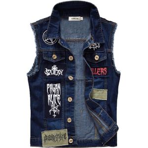 GILET - CARDIGAN FUNMOON-Gilet En Jean veste en jeans sans manches 