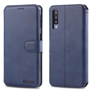 Coque Compatible Samsung Galaxy A7 2018 Étui KunyFond Chat Arbre Gaufrage Peint PU Cuir Portefeuille Motif Housse Paillettes Brillant Strass Leather Wallet Fonction Stand Carte Bumper Couverture,Bleu 