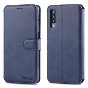 HOUSSE - ÉTUI Coque Galaxy A7 2018 A750F, Etui Portefeuille en Cuir PU Premium Flip Cover avec Stand Housse pour Samsung Galaxy A7 2018 - Bleu