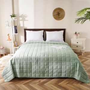 HOUSSE DE COUETTE ET TAIES Topfinel Couette légère - Vert -150x200cm - Plaid 