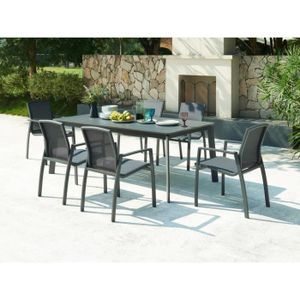 Ensemble table et chaise de jardin Salle à manger de jardin en aluminium et textilène