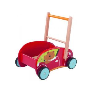 CHARIOT A POUSSER Chariot de marche en bois pour enfant - Wonderworld - Lapin - Mixte - 12 mois et plus - Rouge