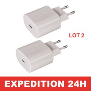 CHARGEUR TÉLÉPHONE Chargeur USB-C 25W Rapide Blanc lot de 2 pour Sams
