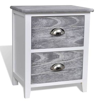 Table De Nuit Chevet Commode Armoire Meuble Chambre Gris Et Blanc