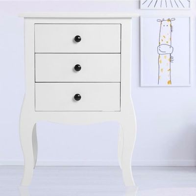 Atmosphera Table de Chevet Blanche 3 Tiroirs H 54.5 cm