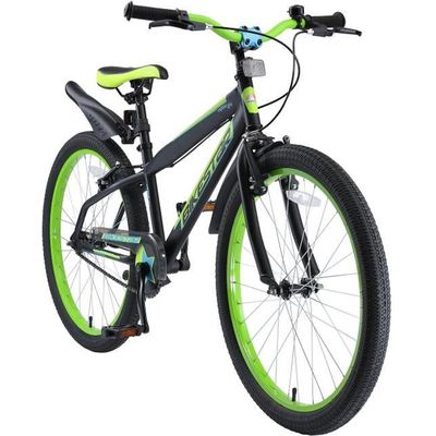 Velo enfant 24 pouces pour garcons et filles de 10 13 ans Edition VTT Noir Vert BIKESTAR Cdiscount Sport