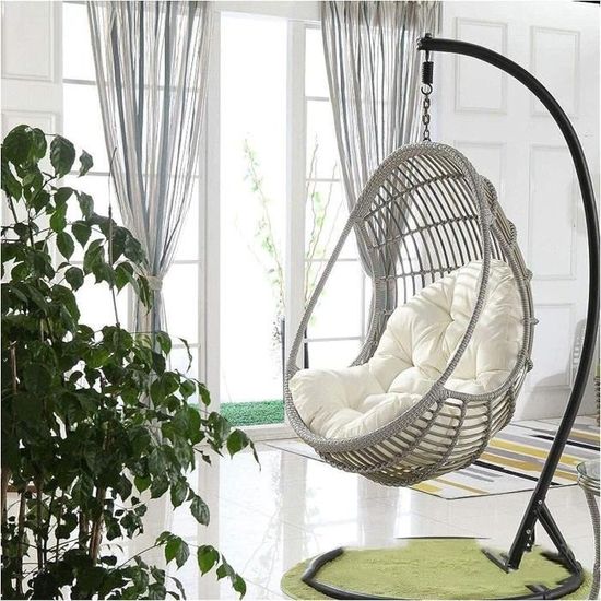 Coussin Rond Lavable Pour Chaise Suspendue Ou Sol - Diamètre 40 Cm, Polyester, Usage Intérieur/extérieur