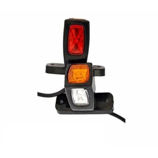 2 Feux De Gabarit LED Rouge/Orange 12-24V - Cabochon Fumée, Base Caoutchouc, Pour Camion Remorque Fourgon Agricole - 3