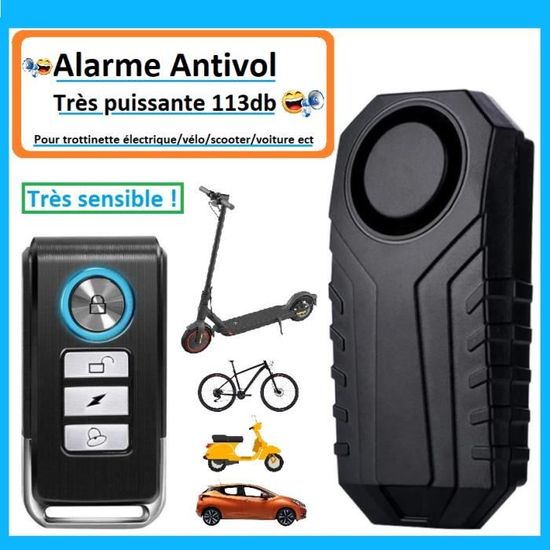 Alarme trottinette électrique [Très puissante] 110 Db- Avec télécommande - [piles non fournie]  alarme ANTIVOL vélo scooter voiture