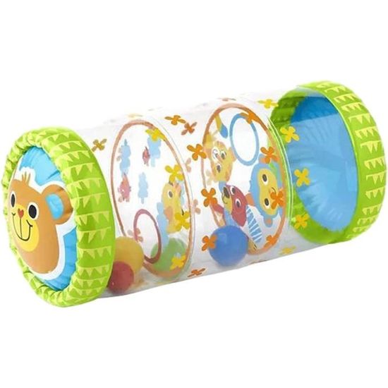 2 Paires Genouillères Bébé Rampante - Protection Genoux Antidérapante - Coton Avec Smiley Caoutchouc - Bleu & Rose