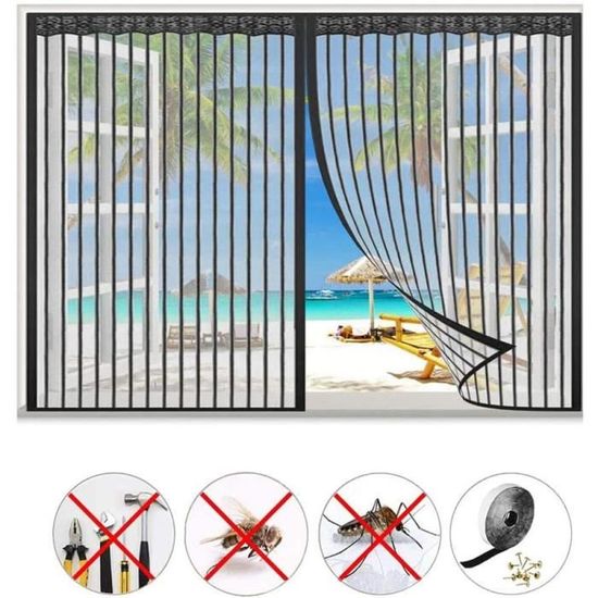 Magnétique Moustiquaire Pour Porte, 160x240 Cm Rideau De Porte Antimoustique, Blanc Moustiquaire Mailles Ultra Fines Pour Couloirs, Portes, Patio, Fermeture Automatique