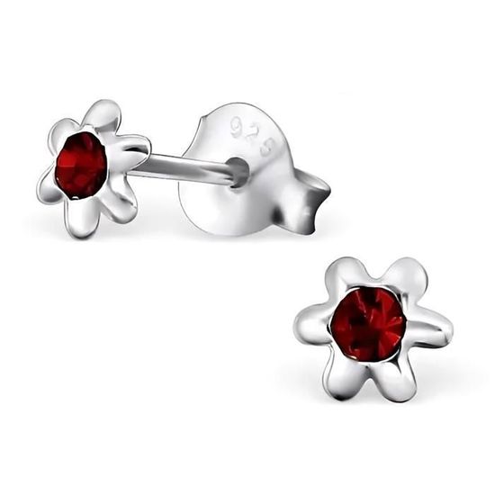 Boucles D'oreilles Puces En Argent 925 Avec Cristal Rose - Neuf Avec étiquettes