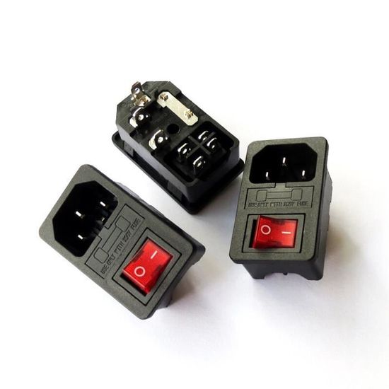 Prise De Courant 3 Broches Avec Interrupteur 10A 125V - Neuf - Pour Équipement