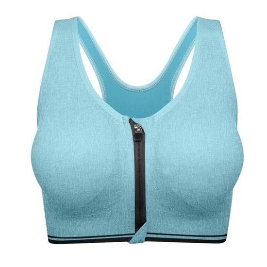 2 Packs de Soutiens-Gorge de Sport pour Femmes, Soutien-Gorge de Yoga pour l'entraînement et Le Fitness, Fermeture éclair sur Le Devant, Soutien-Gorge de Course à Pied,Blue-S