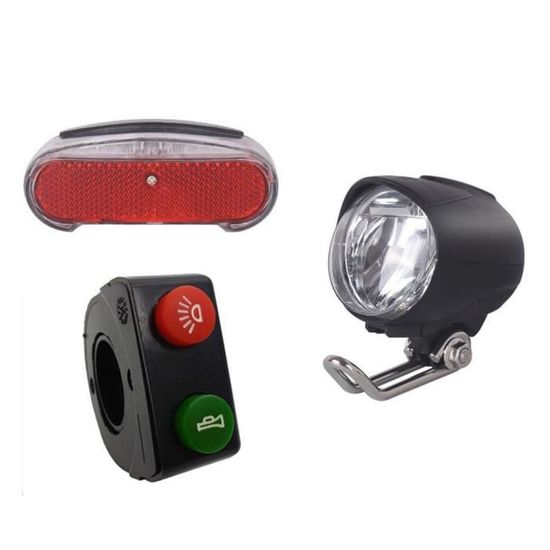 Kit Feux Avant/arrière Clignotants Pour Vélo électrique 36V-48V - LED, Avec Klaxon Et Interrupteur