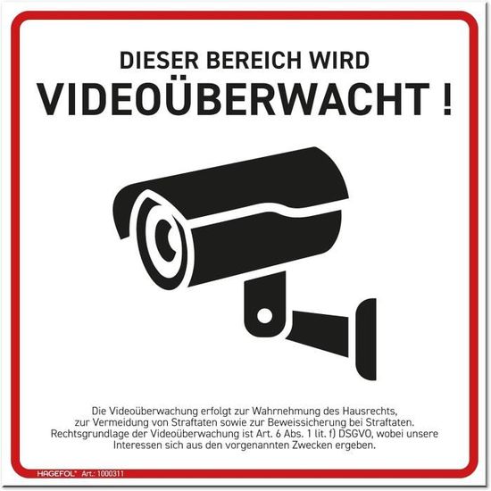 Camera Factice Panneau Vidéo Surveillance Et Sécurité HAGEFOL® Panneau De Vidéosurveillance (30 X 20 Cm) Avec Exterieur Panneaux De Surveillance Vidéo
