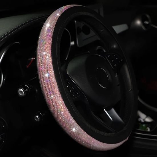 Housse De Volant Pailletée Strass - Protection Antidérapante Et Design Brillant Pour Voiture - 38cm