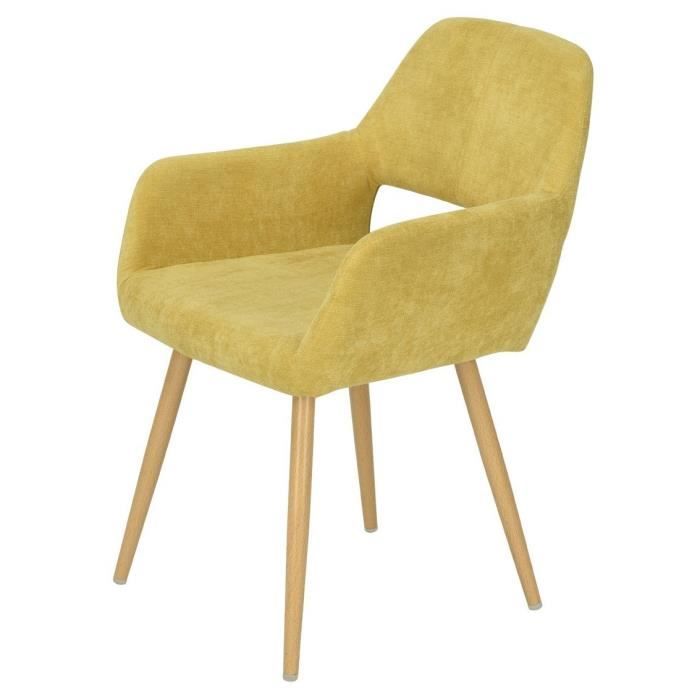 Cromwell Fauteuil De Table En Metal Imprime Bois Revetement Tissu Jaune Style Scandinave L 56 X P 56 Cm Achat Vente Chaise Structure En Metal Revetement Tissu Cdiscount