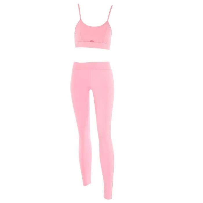 Banc de musculation Soutien-gorge de sport pour femmes Leggings Set Yoga Wear Fitness Workout Suit (Pink S)