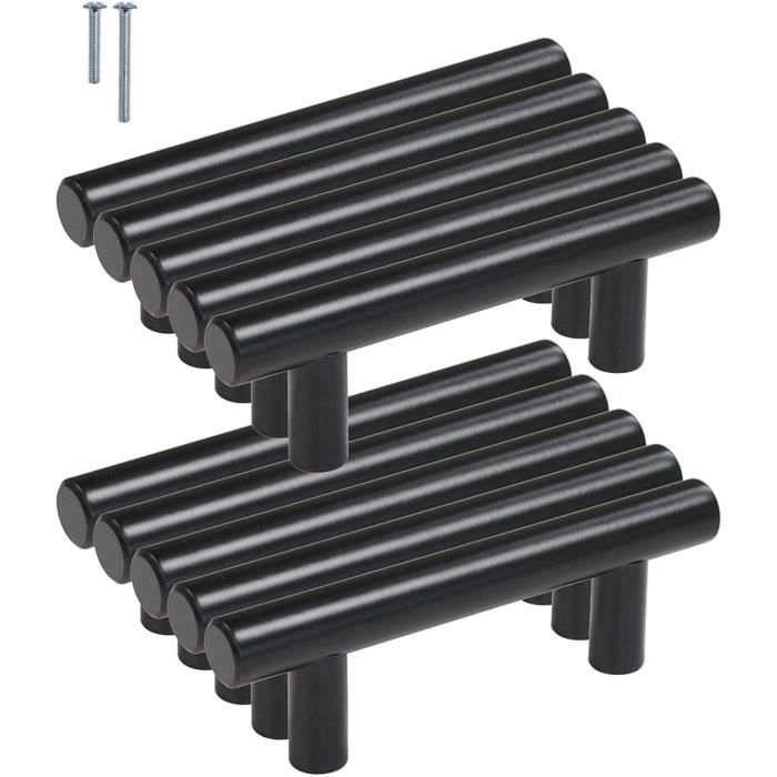 Poignées de porte de meuble de cuisine en acier inoxydable ( 64 mm) Noir