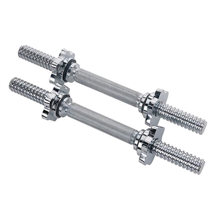 Paire de 1-Inch Chrome Acier Inoxydable Haltères Bars Poignées Poids Levage Spinlock Collier Set pour Gym 350mm