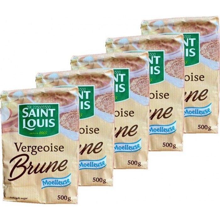 Lot 5x Sucre vergeoise brune - Saint Louis - sachet 500g