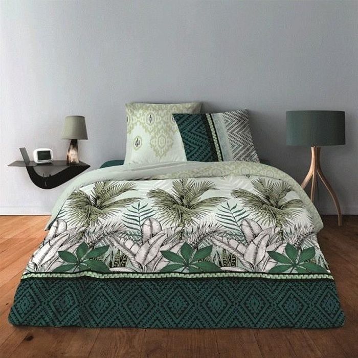 Housse de couette 240x260 + 2 taies Jungle Vert