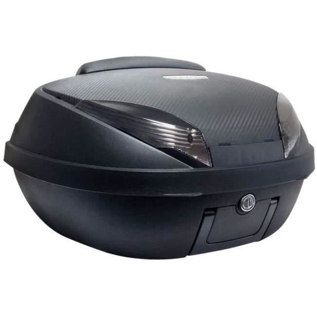 Top Case Moto S-Line 52L Noir M / Carbone Dim : 58x45x32.5cm (2 Casques) Platine, Dosseret et Poignée