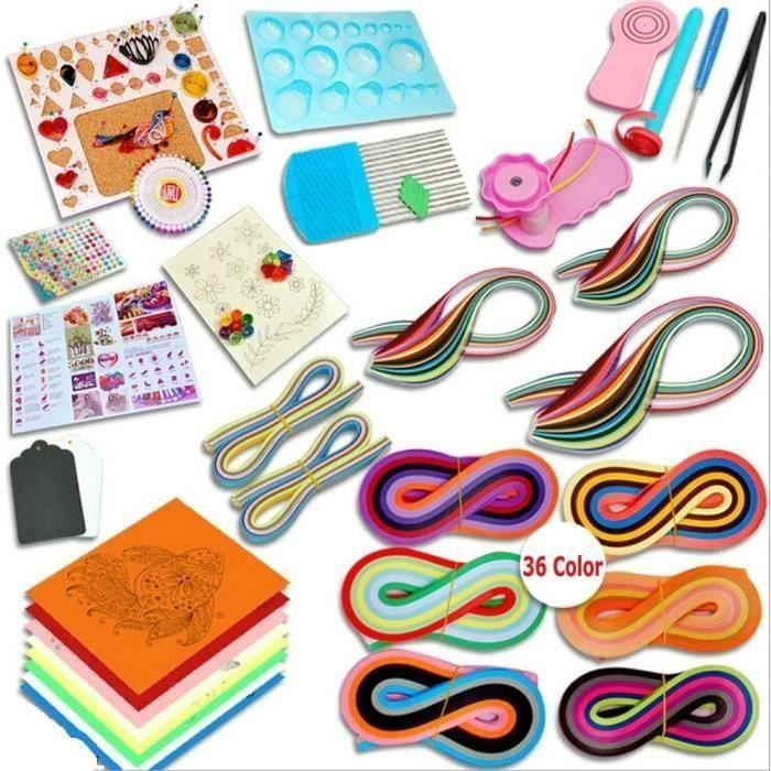 Quilling papier ensemble matériel de dessin l'outil débutants papier de couleur L75345