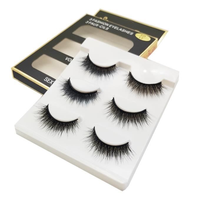 Maquillage,Faux cils naturels en soie,3 paires en vrac,outils de maquillage coréen,vente en gros - Type 3D-41