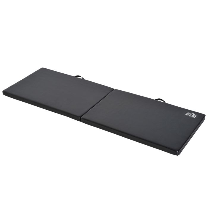 Tapis de gymnastique yoga pilates fitness pliable portable grand confort 180L x 60l x 5H cm simili cuir 180x60x5cm Noir