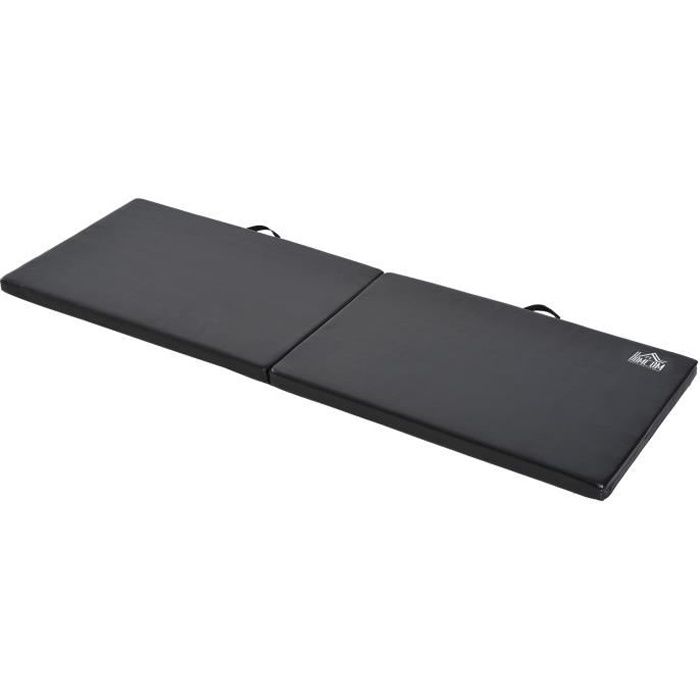 Tapis de gymnastique yoga pilates fitness pliable portable grand confort 180L x 60l x 5H cm simili cuir 180x60x5cm Noir