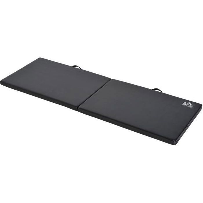 Tapis de gymnastique yoga pilates fitness pliable portable grand confort 180L x 60l x 5H cm revêtement synthétique noir