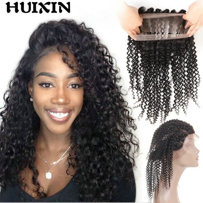 8A kinky curly 360 lace frontal closure Cheveux brésiliens 14pouce